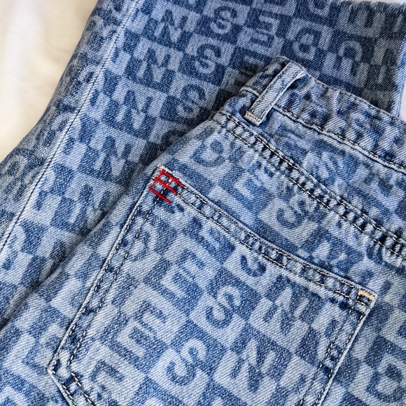 Urban Outfitters BDG Nudes Lettering High Waisted Wide Leg Raw Hem Denim Jeans - Picture 12 of 15